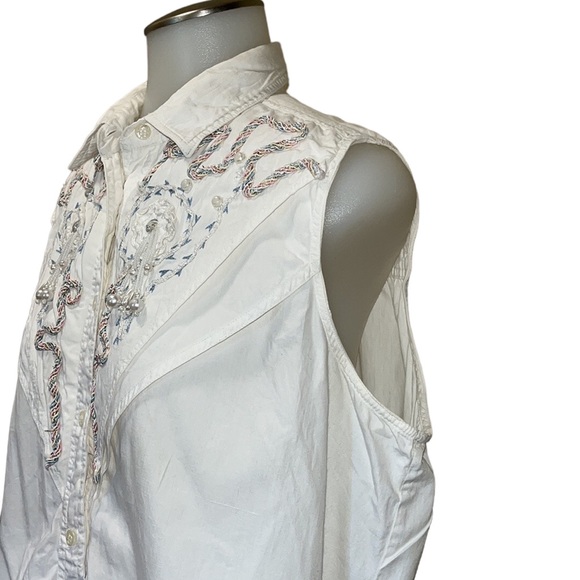 Vintage 90S AT!LAST Bling Front Sleeveless Button Blouse~L - Picture 3 of 7